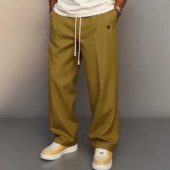 Streetwear nouveaux pantalons décontractés pour hommes printemps automne mode couleur unie à lacets pantalon