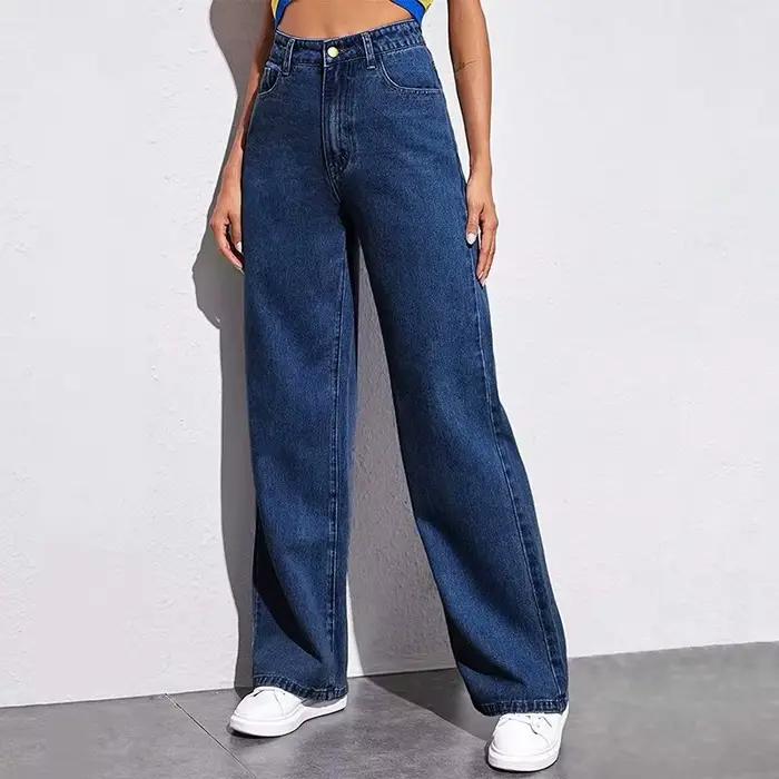 Jeans en denim à taille haute pour femmes