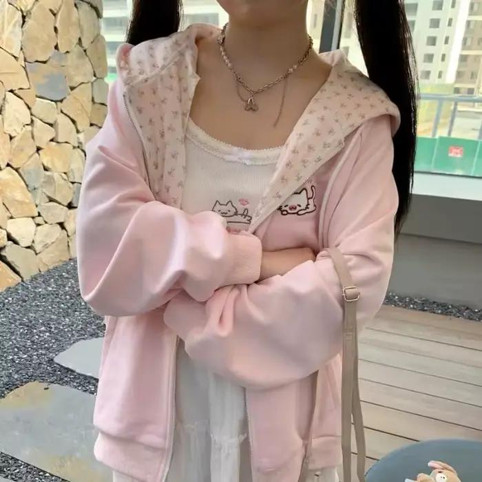 Manteau à capuche Harajuku coréen Kawaii pour femmes