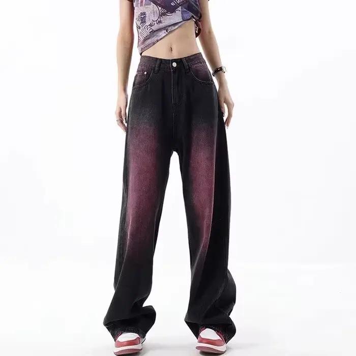 Pantalon en denim taille haute pour femme