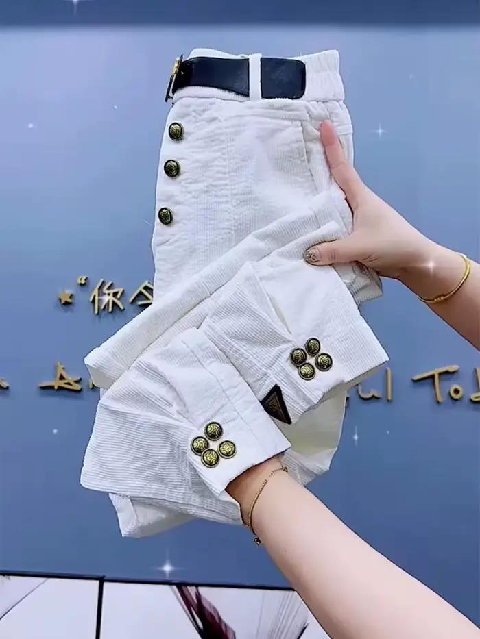 Pantalons décontractés en velours côtelé pour femmes style bureau dames automne hiver nouveau modèle pantalon droit confortable ocassions décontractées
