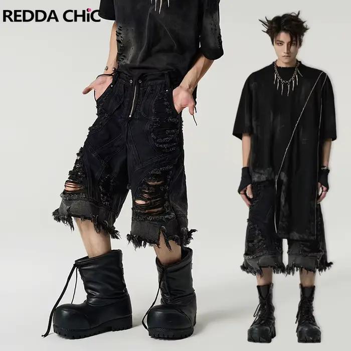 REDDACHiC Bermuda en jean déchiré pour homme