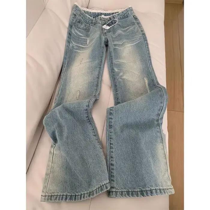 Botvotee rétro classique américain Vintage Denim jean pour femmes taille basse droite années 1950/1960 inspiré