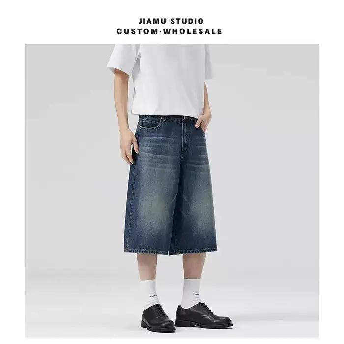 HANGLU 2025 jean Baggy pour hommes 4 couleurs coupe ample Streetwear américain décontracté jambe droite pantalon en Denim large