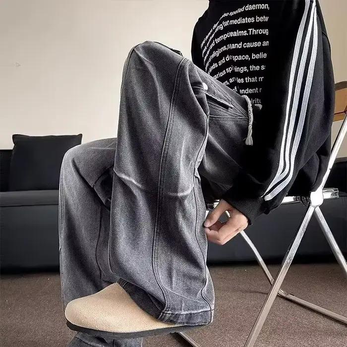 Jean droit multi-poches Hip Hop pour hommes