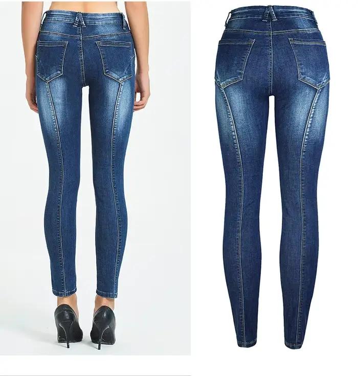 Pantalon crayon femmes jean Stretch taille moyenne en détresse lavé maigre Streetwear femme Denims Vintage cheville