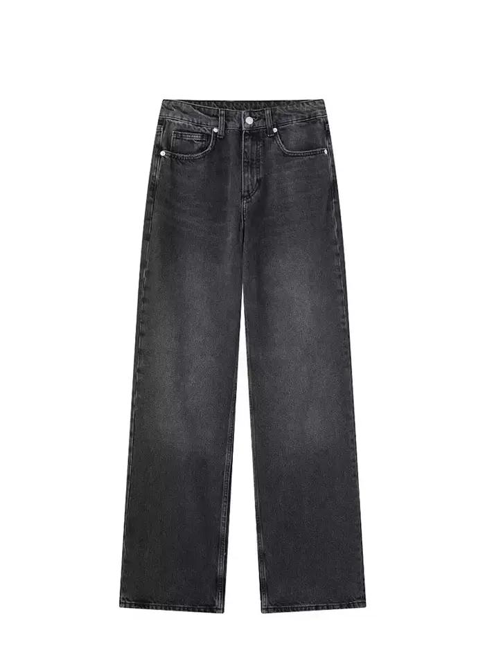 Femmes mode Denim jean solide pantalon Long ample femme avec dégradé polyvalent décontracté Streetwear Mujer Baggy