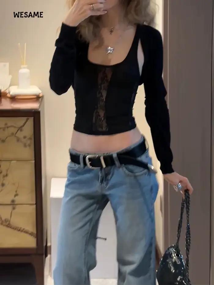 Baggy bas atterrissage Flare jean minimalisme japonais Y2K Clash Street Style Denim pantalon Grunge cloche-bas haute rue