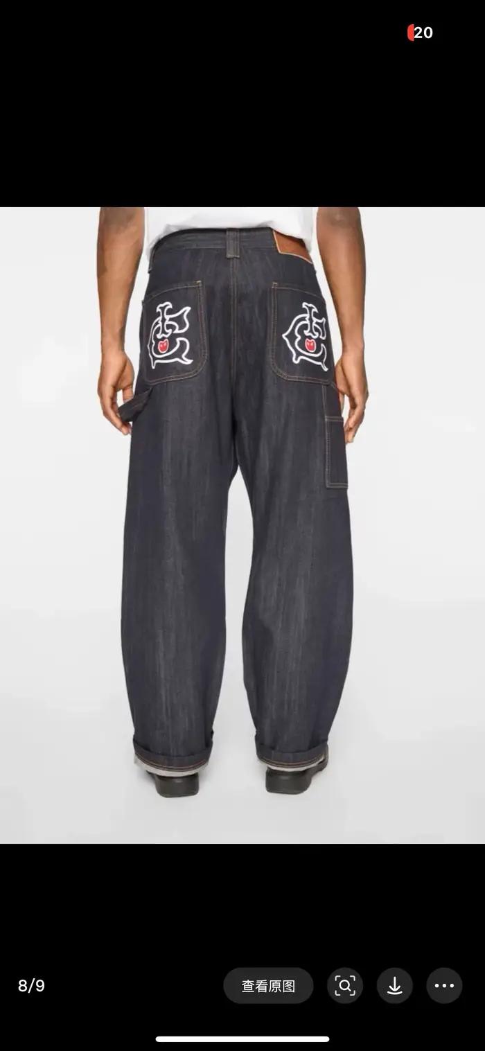 Pantalon en jean bleu marine style vintage américain 2026ss