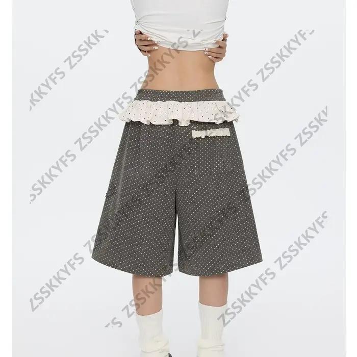 Pantalon japonais Y2k Vintage Goth Punk femme vêtements ample à pois années 2000 Kawaii Harajuku Grunge Emo Capri
