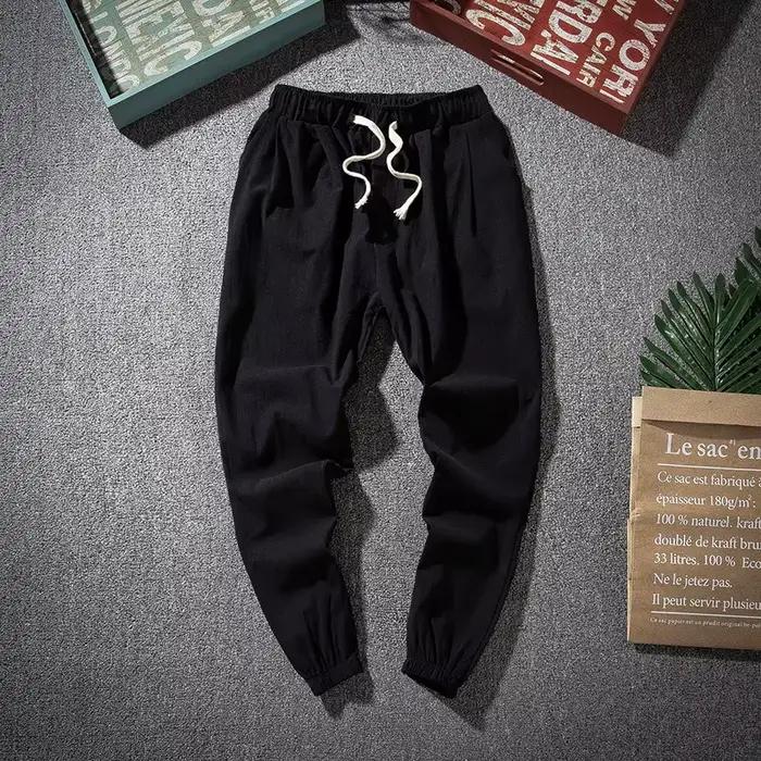 Pantalon décontracté homme taille élastique coton lin printemps été quotidien sport moderne