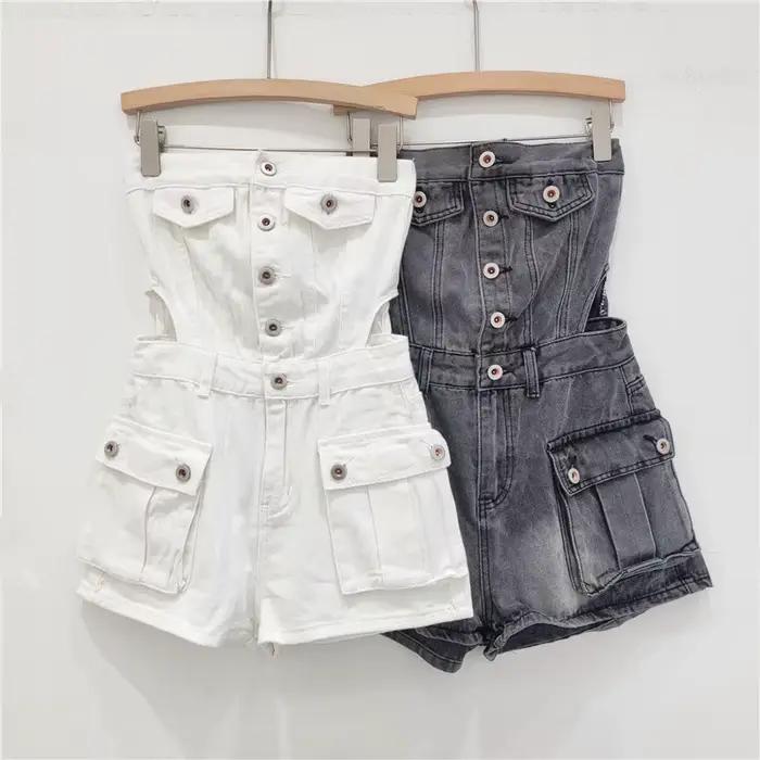 Combinaison short en jean pour femmes