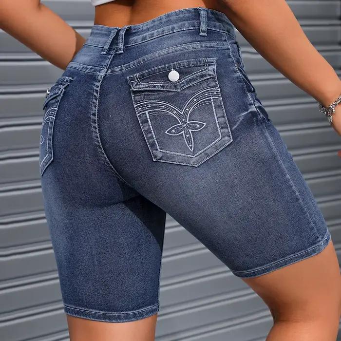 Femmes jean taille haute pantalon court