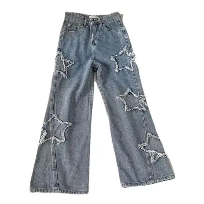 Jean Denim Taille Haute à Jambes Droites