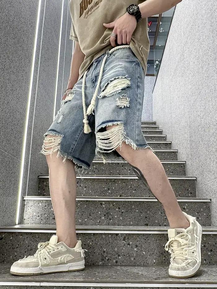 Shorts en jean déchirés pour hommes