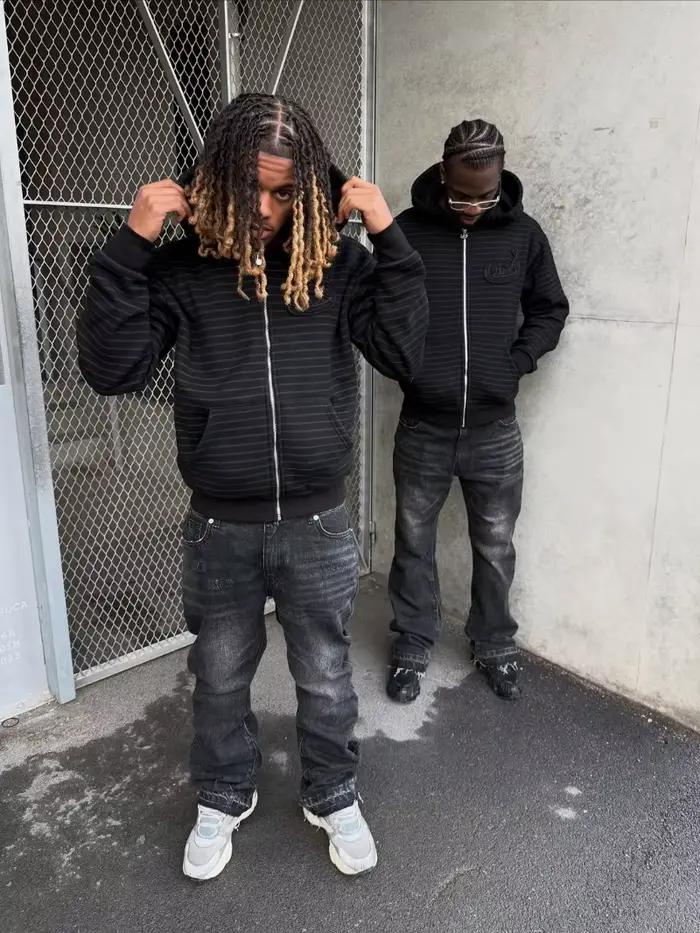 Y2K Vintage Slim Fit jean à la mode lavé hommes femmes Harajuku Hip Hop jambe droite pantalon gothique frangé
