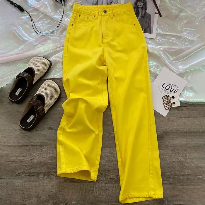 Jean jaune citron pour femme