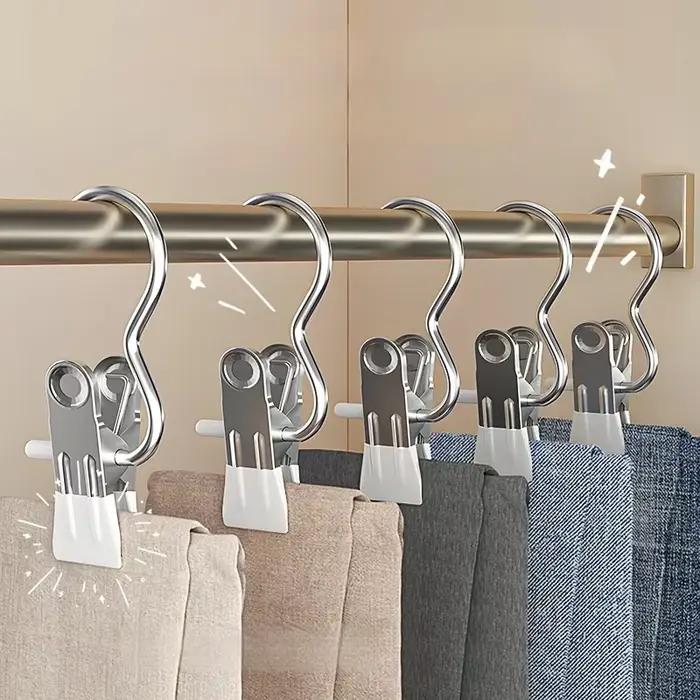 Clips multifonctionnels en acier inoxydable pour rangement et séchage de vêtements à offrir pour améliorer l'organisation à la maison