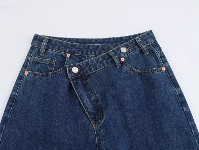 Femme jean pantalon 2025 printemps taille haute jambe large coupe droite bleu décontracté Vintage polyvalent quotidien