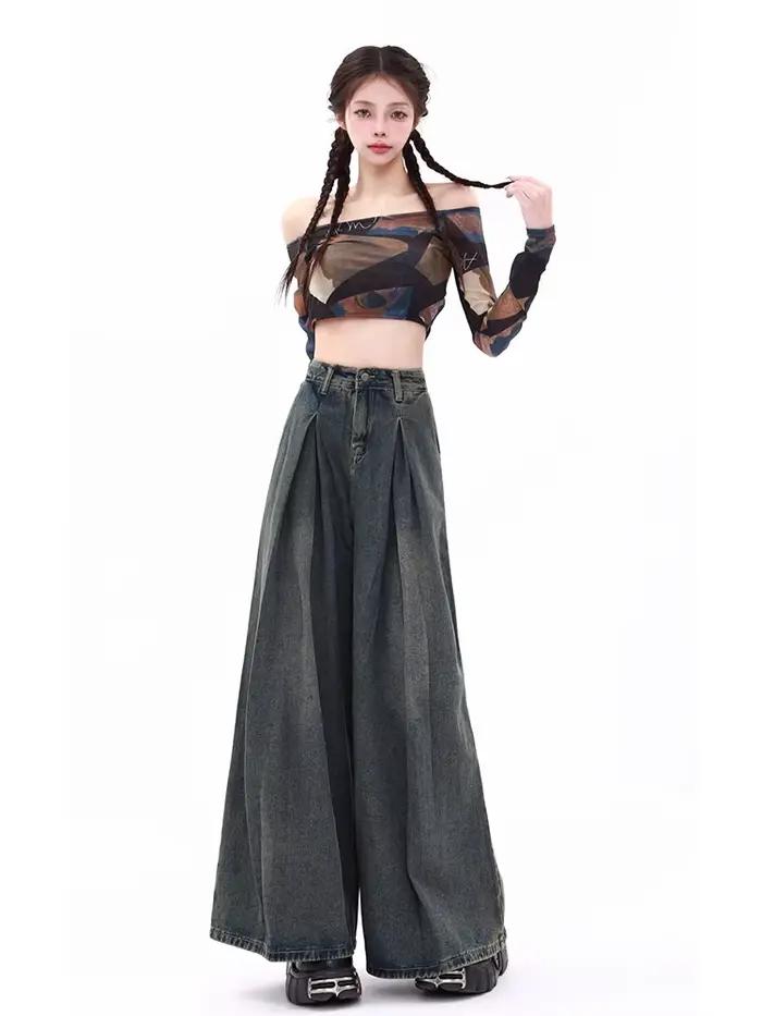 Jean Baggy Bleu Y2k pour Femme