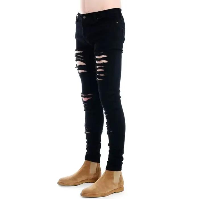 Jean noir pour hommes, pieds étroits