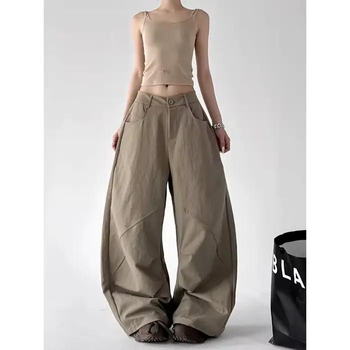 Pantalon ample Y2K kaki décontracté pour femme YIBASHU