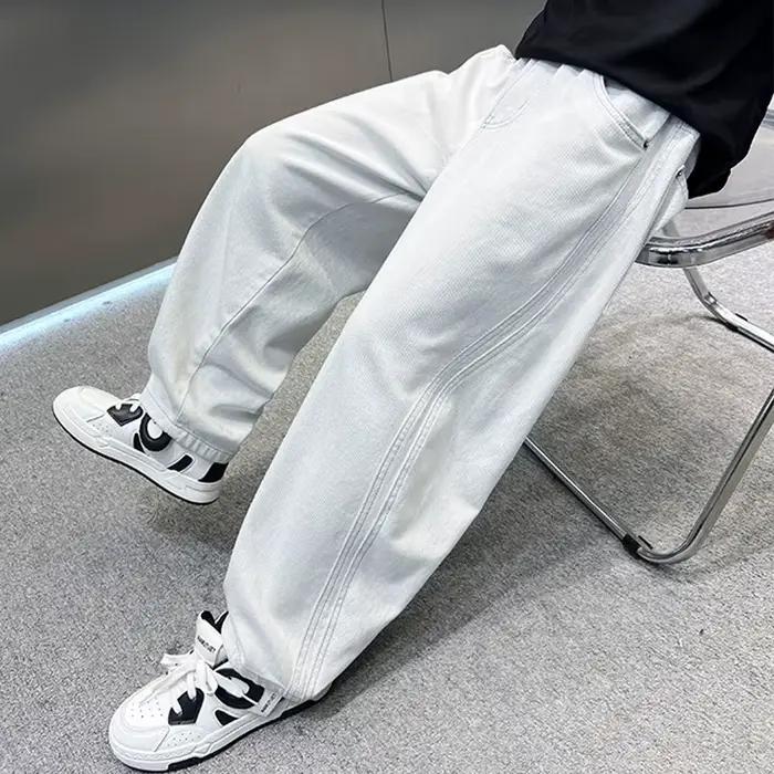 Nouveau élégant enfants blanc Baggy jean pour adolescents garçon 2026 printemps automne large Denim pantalon