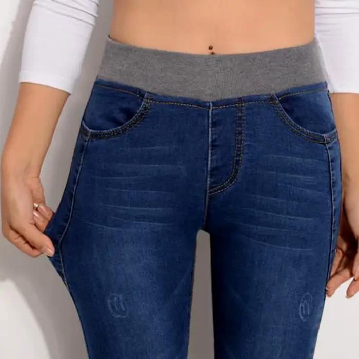 Jean extensible pour femmes élastique taille haute hiver pantalon Denim décontracté