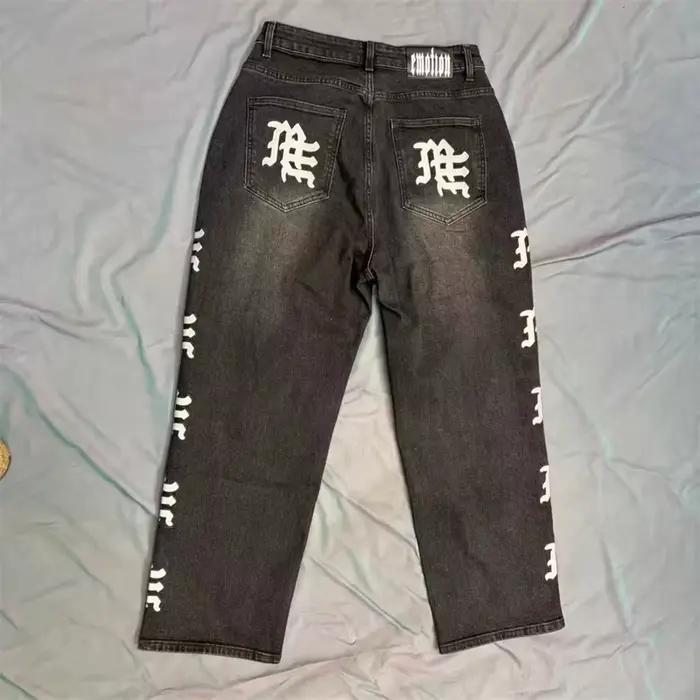 Jean Mixed Emotion en denim délavé bleu avec broderie pour homme style décontracté et tendance occasions quotidiennes et spéciales
