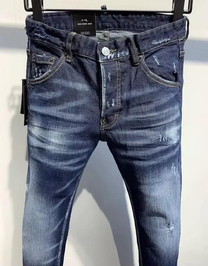 JENAS-Jean Denim bleu pour homme, pantalon slim avec boutons en métal