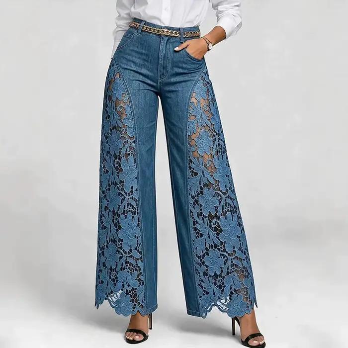 Pantalon large taille haute pour femme