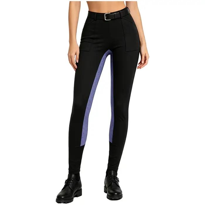 Pantalon d'équitation pour femmes avec siège en silicone, poches avant, design patchwork batik, idéal pour entraînement et compétitions équestres