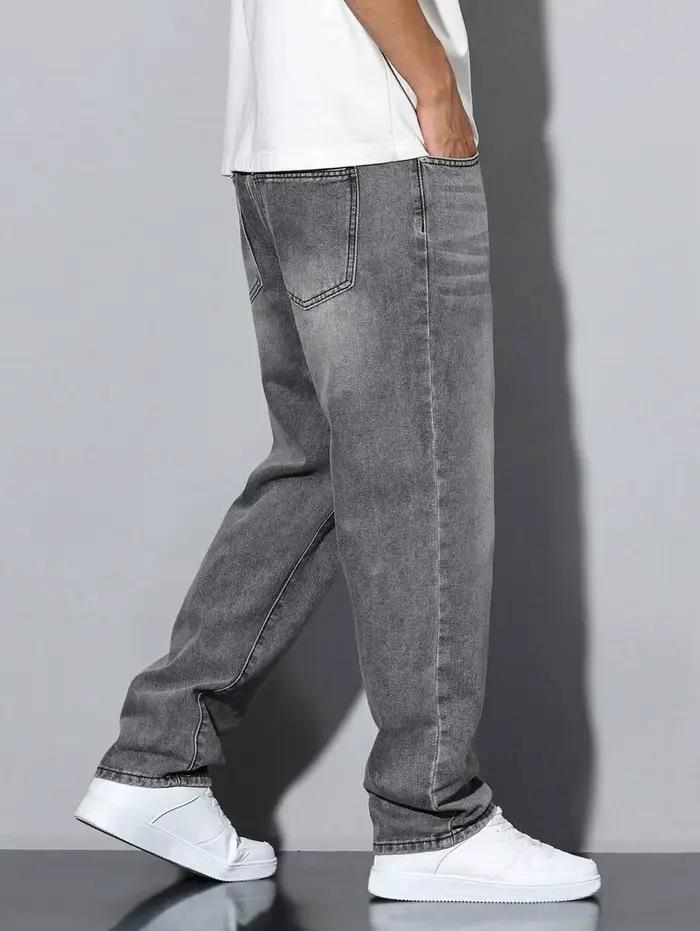 Jean gris slim droit pour hommes