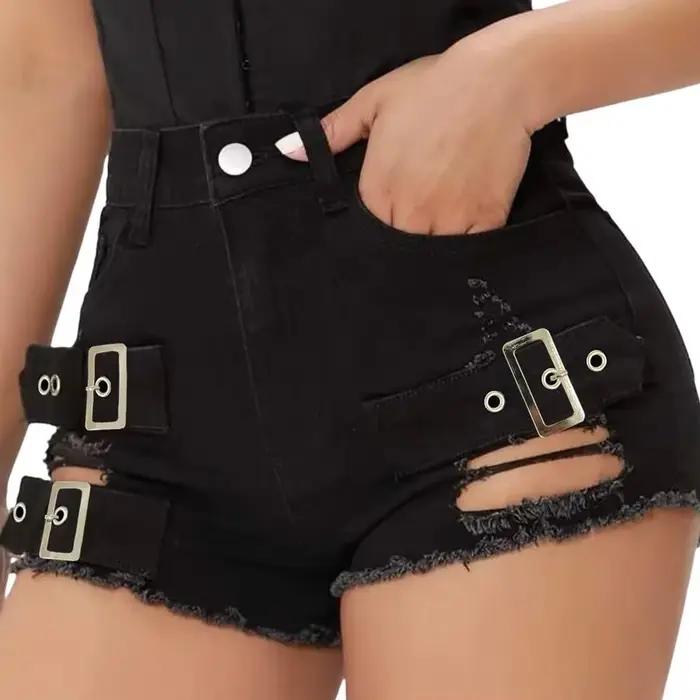 Short en jean déchiré taille haute