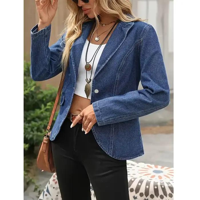 Blazer en jean asymétrique pour femmes de grande taille style streetwear printemps automne polyvalent occasionnel confortable chic
