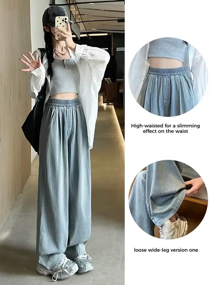 Jean taille haute ample pour femme