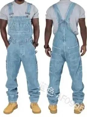 Salopette Homme Jean Décontracté Amples Pantalon Longue Toile Automne Grande Taille Jean Droit Occasions Informelles