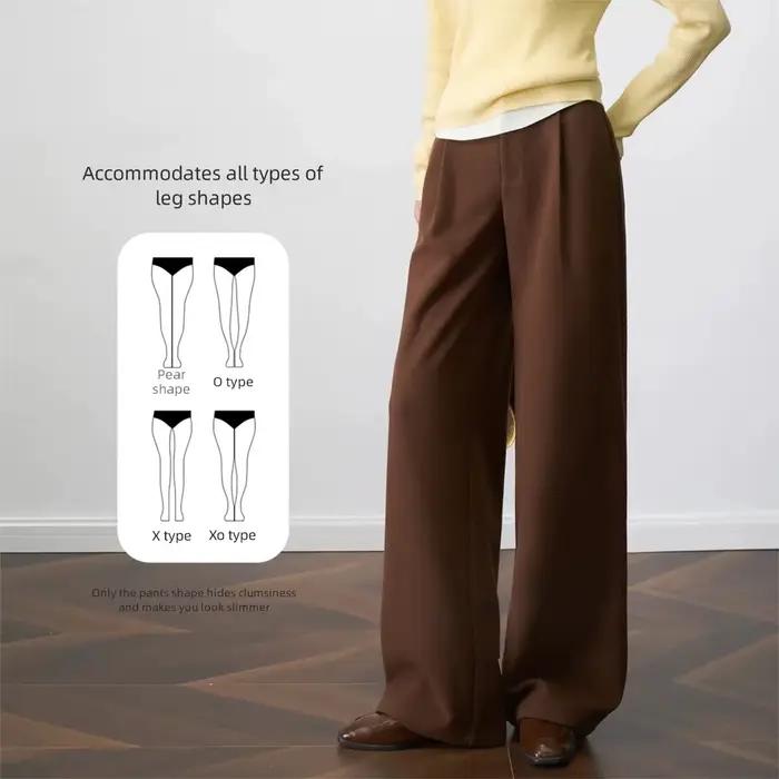 Pantalon OLrain large pour femme, coupe ample, polyester et élasthanne, automne-hiver, élégance décontractée, bureau et occasions spéciales