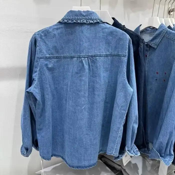 Chemisier en jean style rétro chinois décontracté pour femme printemps été hauts décontractés occassions bureau et week-end