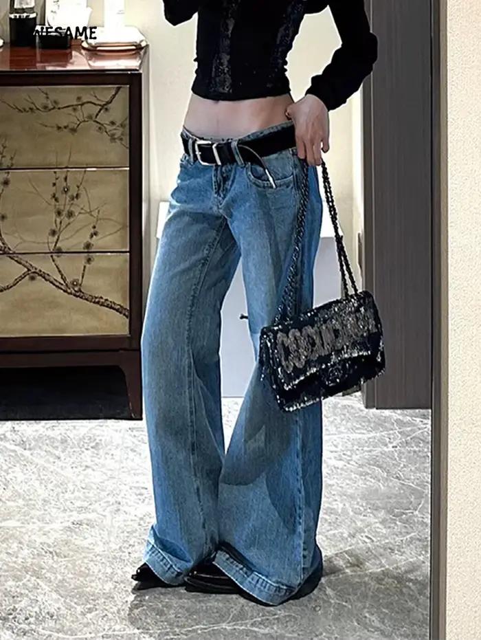 Baggy bas atterrissage Flare jean minimalisme japonais Y2K Clash Street Style Denim pantalon Grunge cloche-bas haute rue