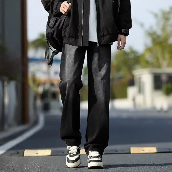2025 printemps/été nouveaux hommes bleu clair coupe ajustée jean à la mode décontracté Vintage jambe droite Cowboy