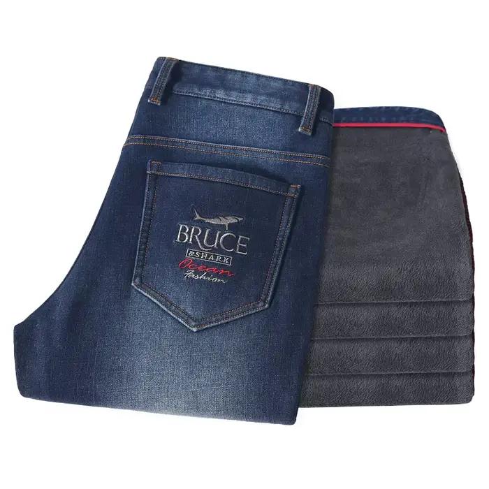 Nouveau polaire hiver hommes Jean Bruce & Shark jambe droite ample Stretch