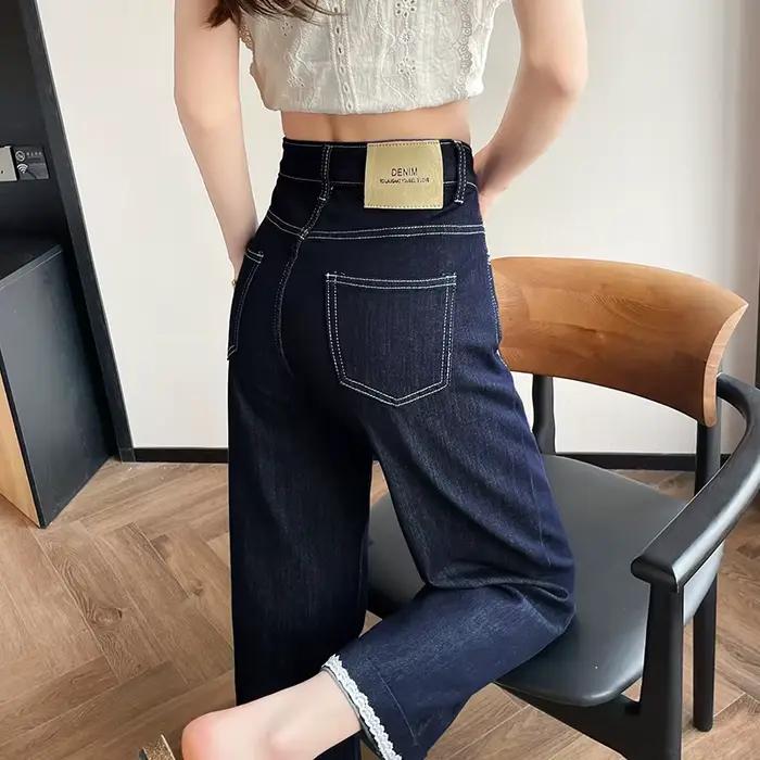 Jean ample en dentelle fine à jambe large pour femme