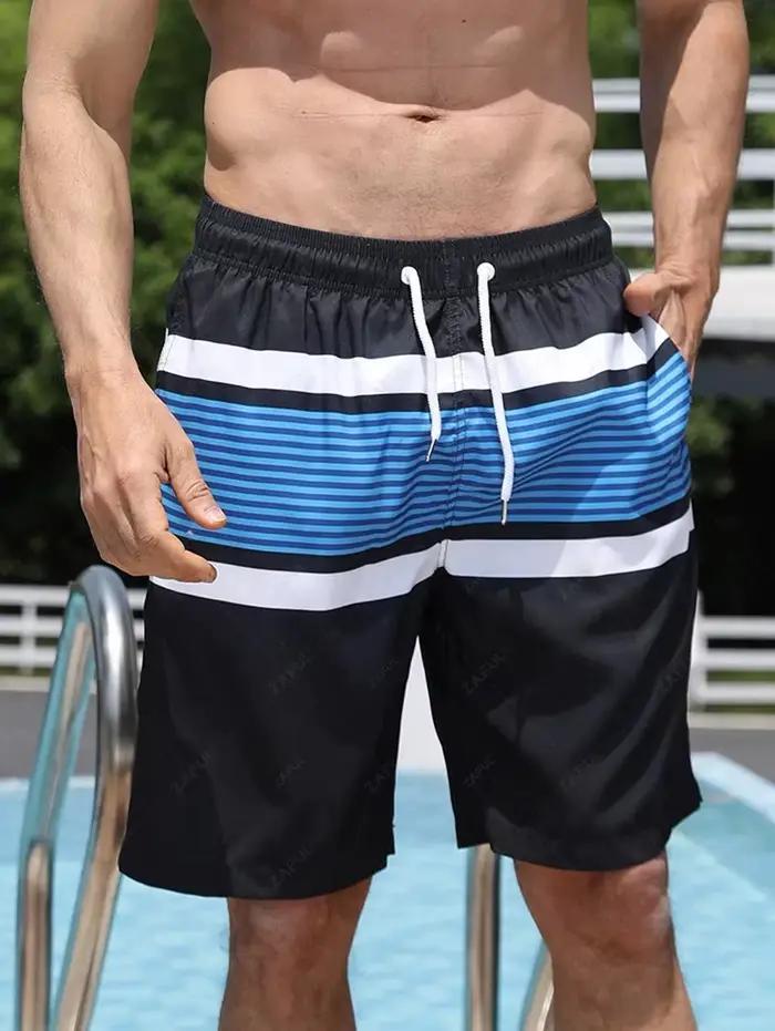 Short de plage à motif rayé pour hommes