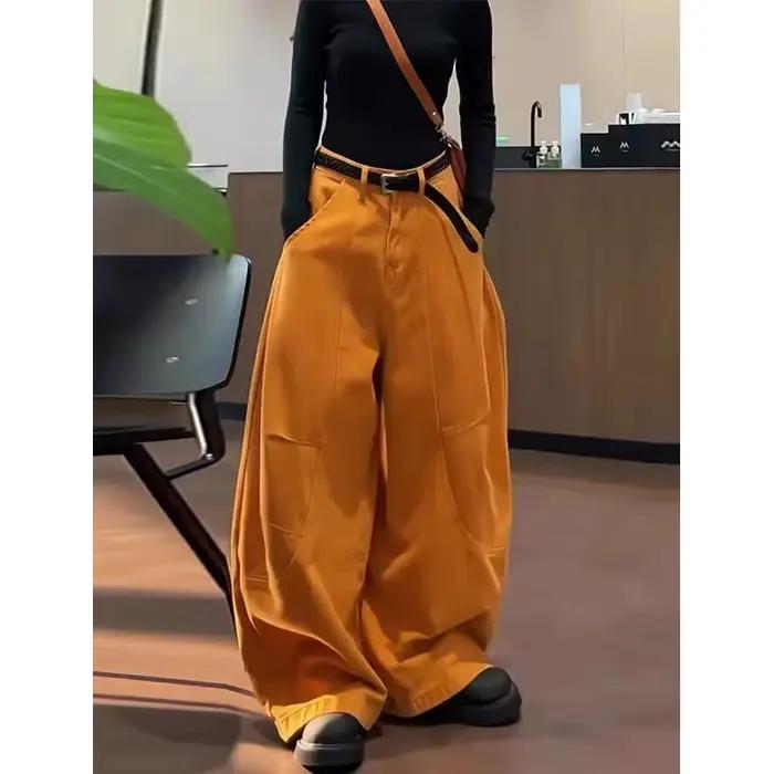 Jean Orange taille haute pour femme