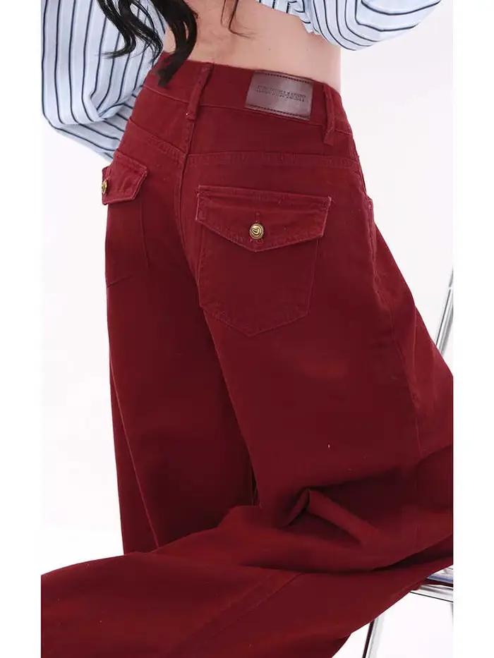 Jean rouge Angola Y2k pour femmes