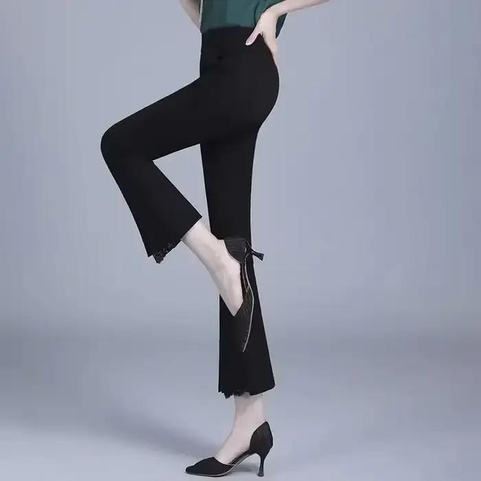 Pantalon élastique taille haute pour femme, pantalon large, vêtement chic et élégant, qualité G, mode coréenne, nouveau média pour toutes occasions spéciales
