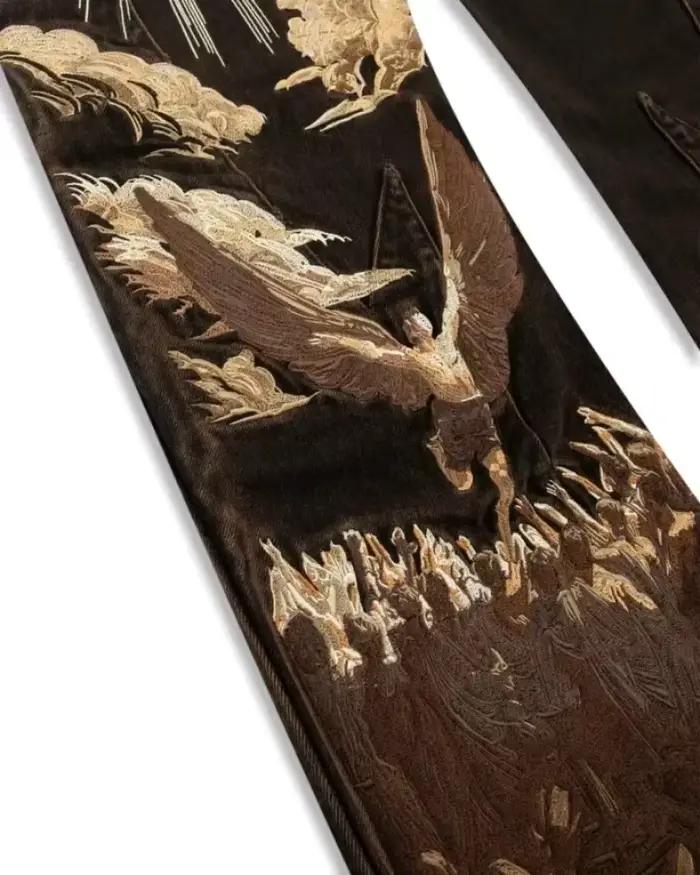 Jeans amples américains personnalisés avec imprimé motif chauve-souris