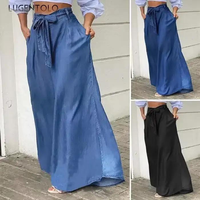 Jean en denim taille haute pour femme