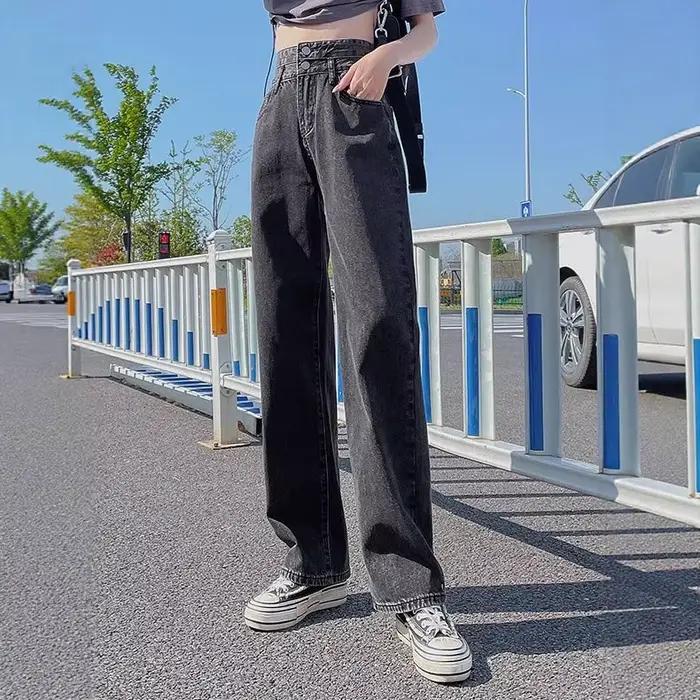 Jean large taille haute pour femme